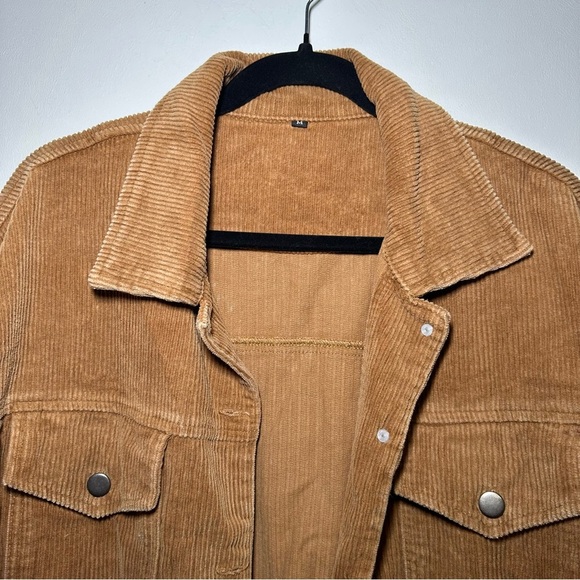 Brown Corduroy Jacket Shacket Distressed Size Medium 100% cotton - Picture 3 of 12